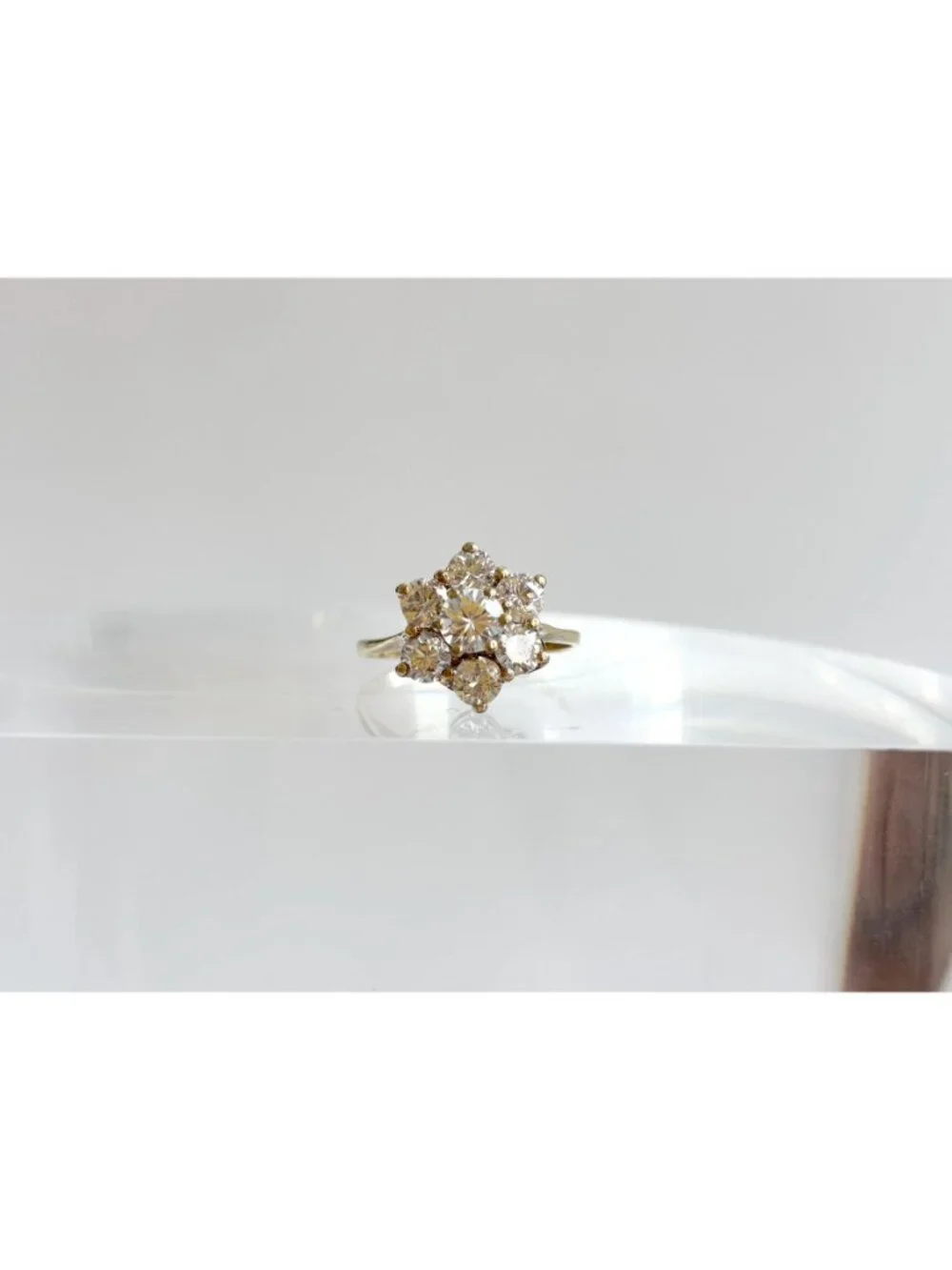 Gold Overlay Cubic Zirconia Vermeil Sterling Silver 925 Vintage Ring - sz 7